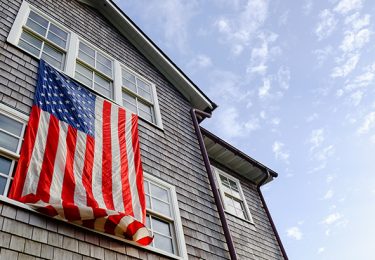 An American flag hangs outside a house in Atlantic Beach, North Carolina on July 4th.
